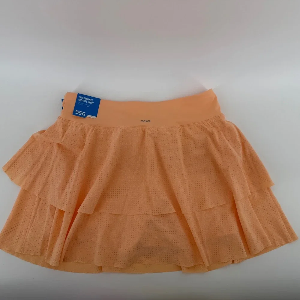 DSG Girls Large 14 Lightweight Stride Skort Peach Orange Mid-Rise Athletic‎ NEW